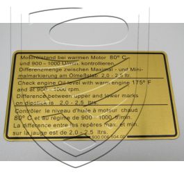 Etiquette adhesive, niveau d&rsquo;huile moteur pour Porsche 911 &rsquo;78-&rsquo;80