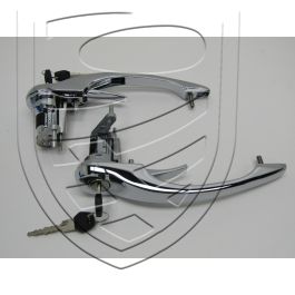 Jeu de poignées de porte avec cylindre de serrure et clefs, chrome, gauche+droite pour Porsche 911 &rsquo;70-&rsquo;77