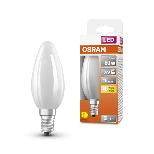 OSRAM Retrofit Classic B ampoule LED forme bougie (ex 60W) 6W / 2700K blanc chaud E14