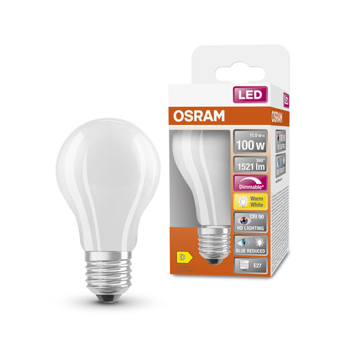 OSRAM Lampe LED à intensité variable LED SUPERSTAR+ CL A GL FR 100 dim 11W/927 E27 CRI90 BOX, E27