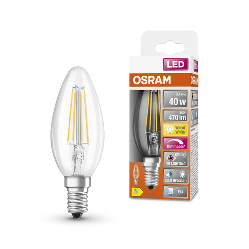 OSRAM Lampe LED à intensité variable LED SUPERSTAR+ CL B FIL 40 dim 3,4W/927 E14 CRI90 BOX
