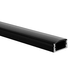 Yphix Profilé ruban LED Potenza noir (RAL 9005) plat 1m avec couvercle noir