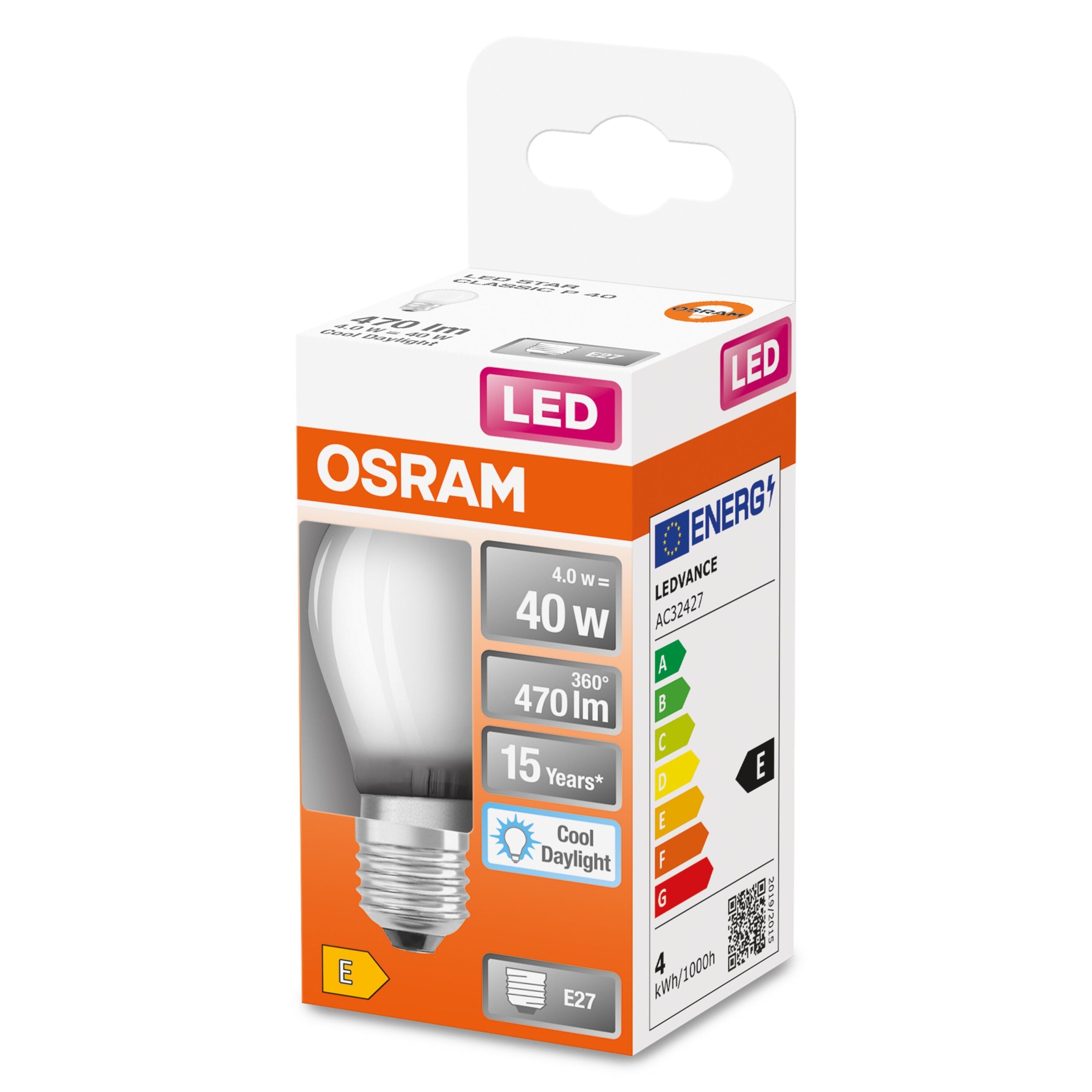 OSRAM Retrofit Classic P Cool Daylight ampoule LED (ex 40W) 4,5W / 6500K blanc froid E27