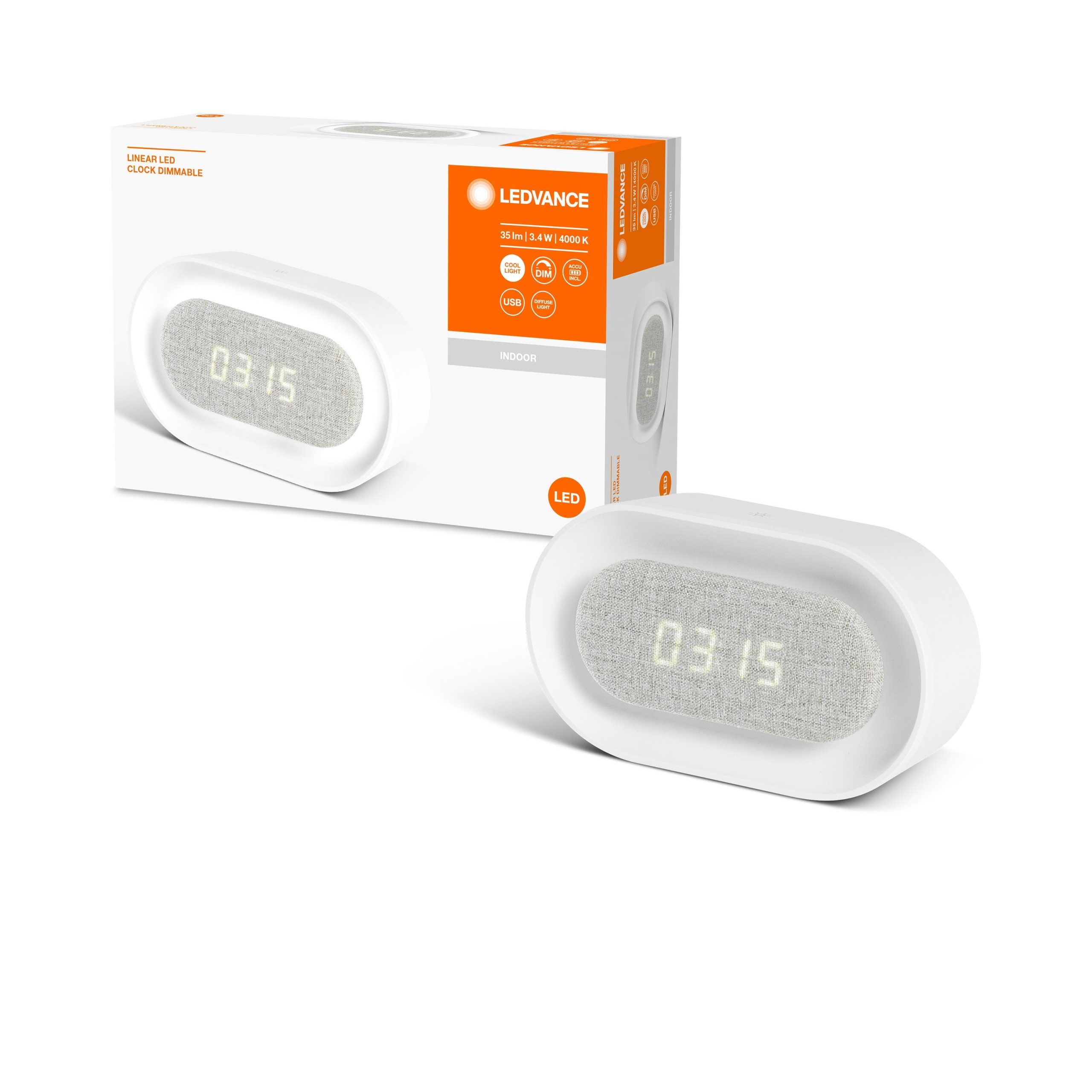 LEDVANCE LINEAR Lampe et horloge LED mobiles, blanc, 3,4W, 35lm