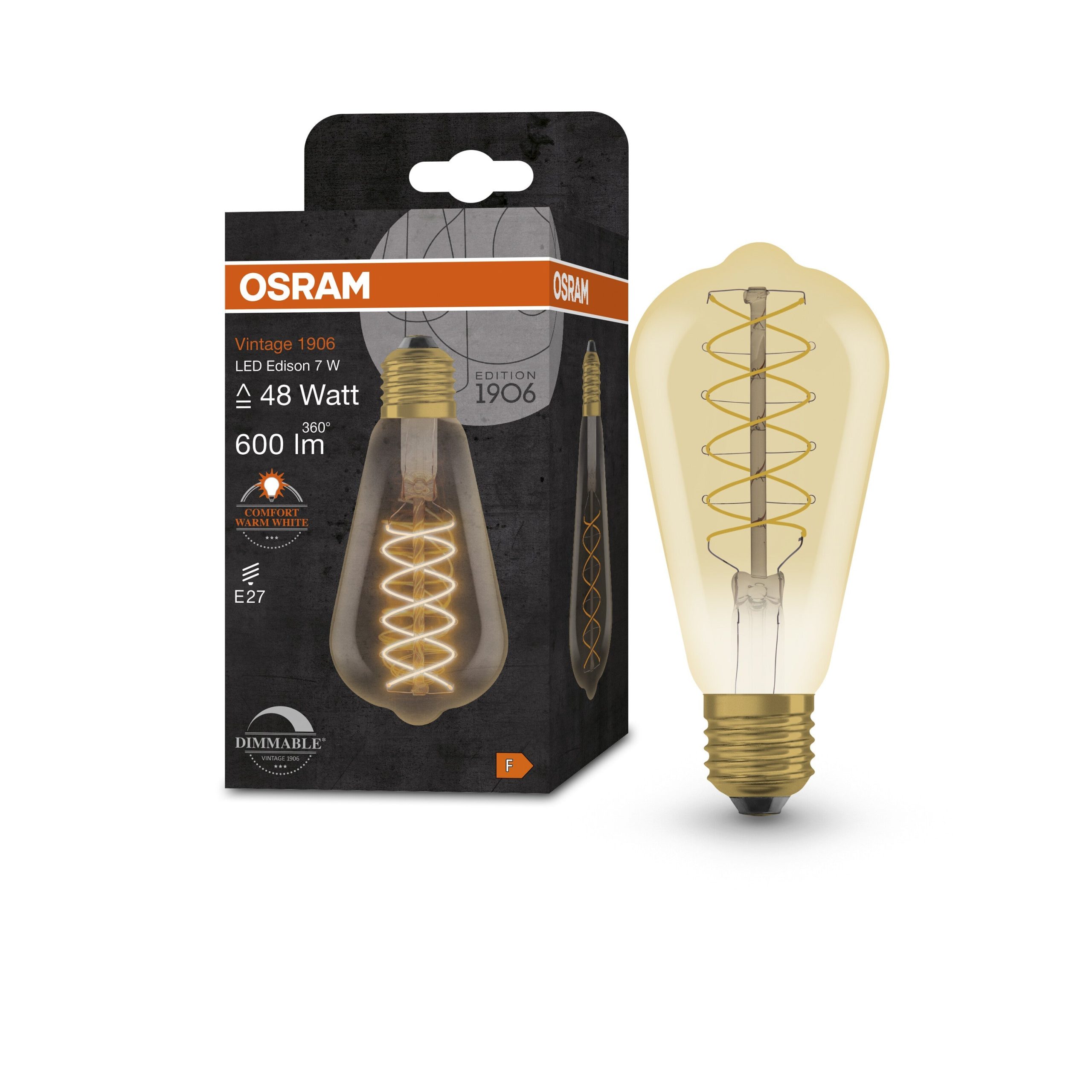 OSRAM Vintage 1906 ampoule LED, teinte dorée, 7W, 600lm, E27
