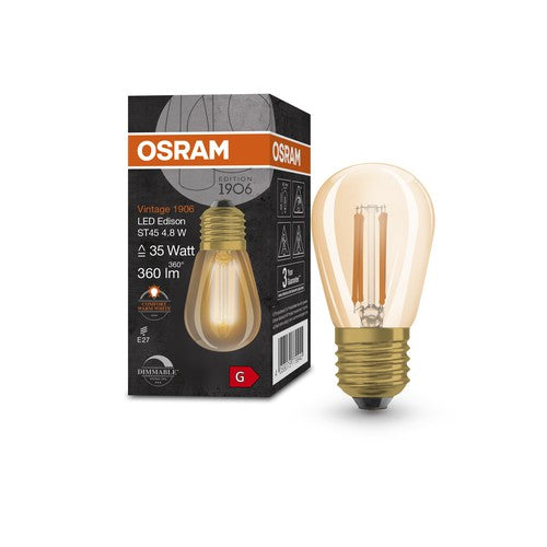 Lampe LED OSRAM Vintage 1906, teinte dorée, 4,8W, 360lm