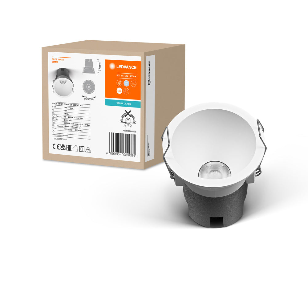 LEDVANCE SPOT TWIST 70 Downlight, blanc, 5W, 400lm, 840 WT