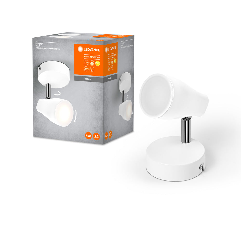 LEDVANCE LED SPOT PEAR spot à monter au plafond, ws, 4.3W, 210lm, GU10