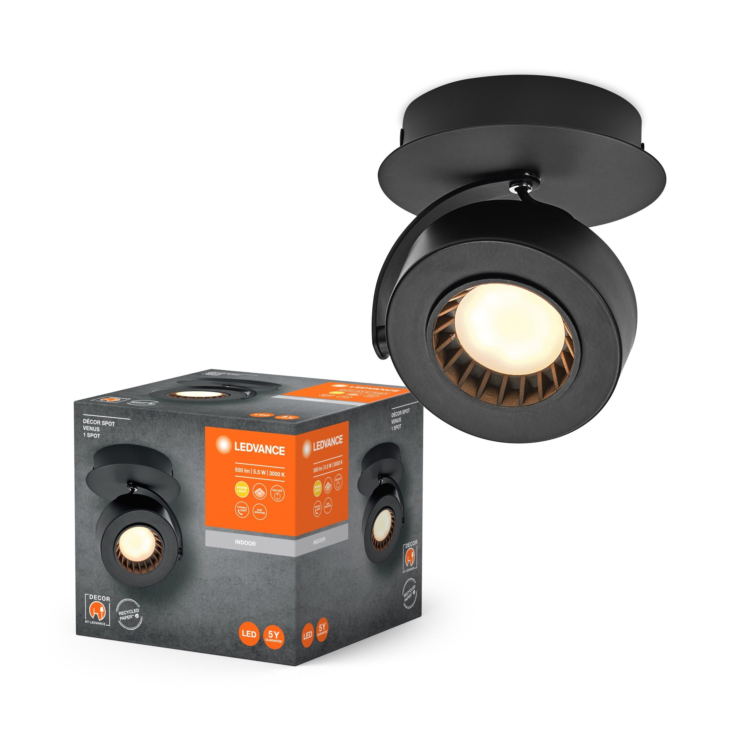 LEDVANCE DECOR SPOT VENUS, 5,5W, 210lm, noir