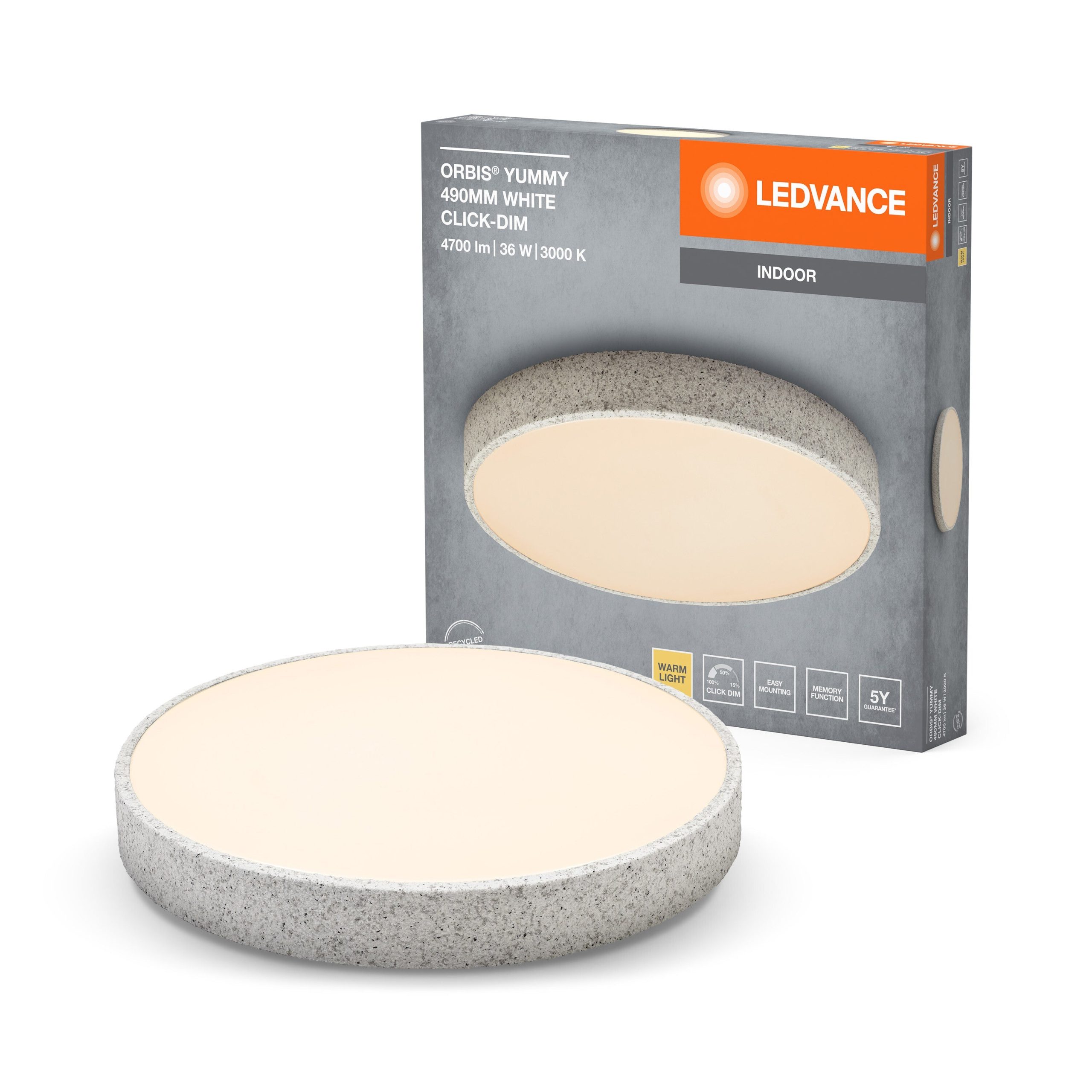 LEDVANCE ORBIS Yummy plafonnier 36W 490mm dimmable blanc