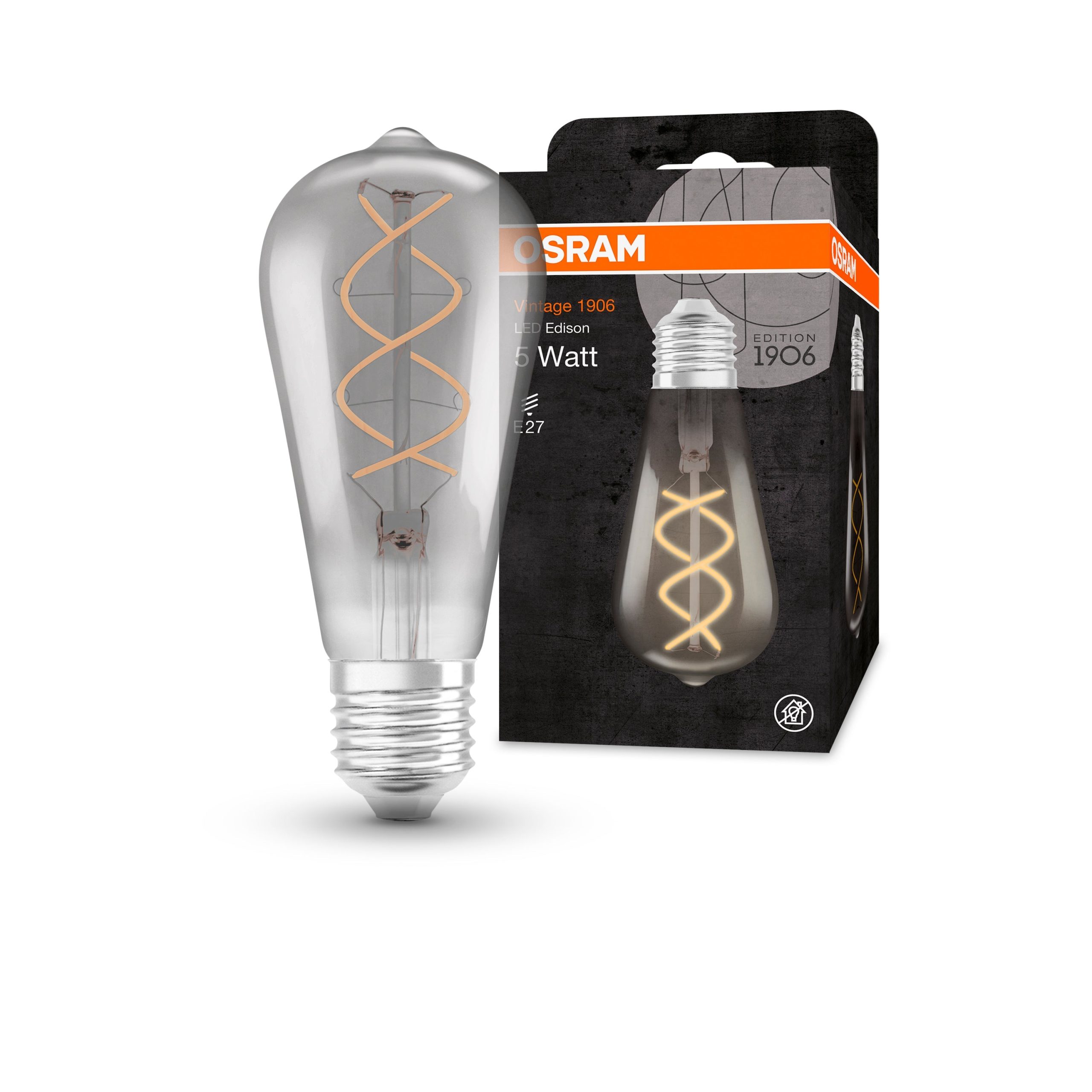 OSRAM Vintage 1906® LEDISON Lampe LED (ex 15W) 5W / 1800K Lumières chaudes E27 aspect verre fumé, E27