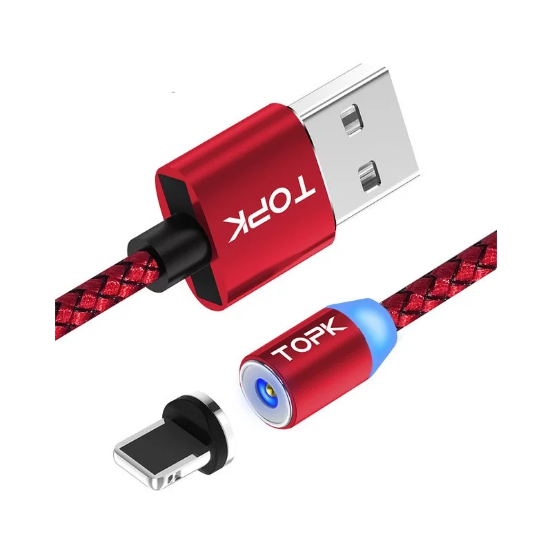 Câble magnétique pour iPhone, rouge, 2m