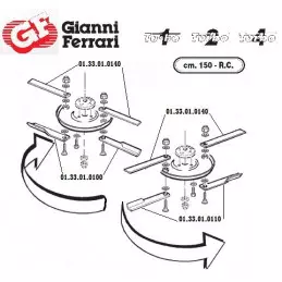 Lame de tondeuse Couteau ventilé droit Gianni Ferrari 01.33.01.0100